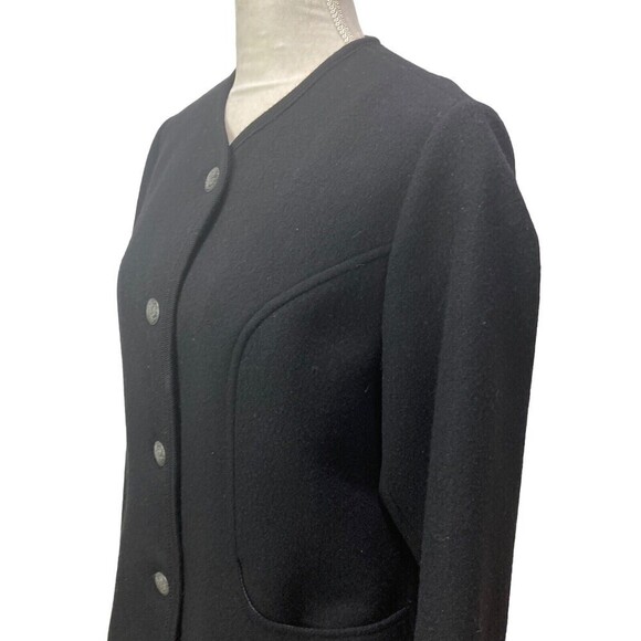 Womens Tirol Austria Jacket Trachten Loden Walk  100% Wool Black‎ Linded Size L - Picture 4 of 11